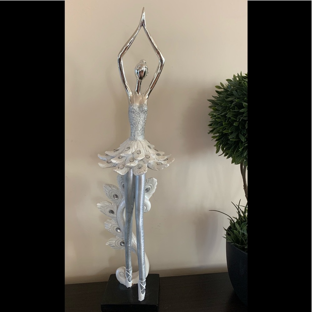 Ballet Dancer Decor White Silver